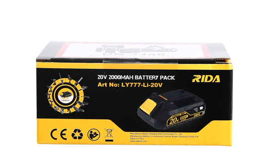 Batteria Rida R777A da 2.0Ah per Utensili Elettrici 20V - Prestazioni Affidabili e Durature